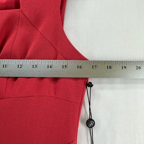 Adrianna Papell Dress Sz 6 Crepe Sheath Drape Pleated Square Neck Cap Sleeve Red - Picture 9 of 11